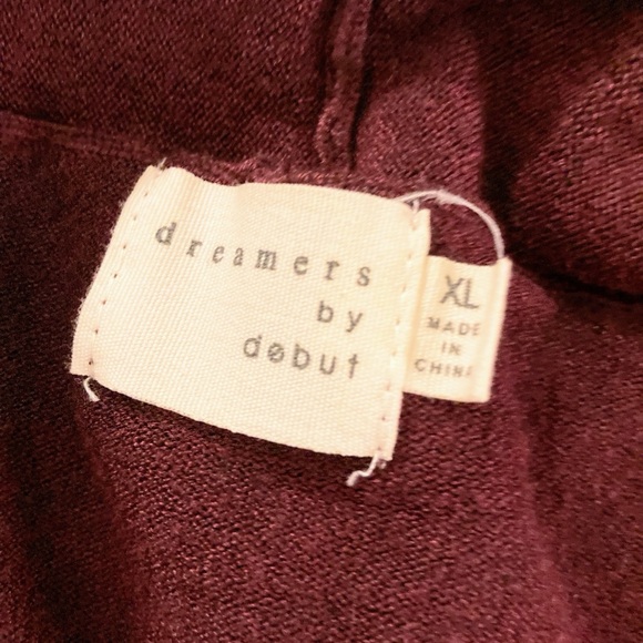 DREAMERS BY DEBUT Open Front Long Burgundy Cardigan - Picture 5 of 8